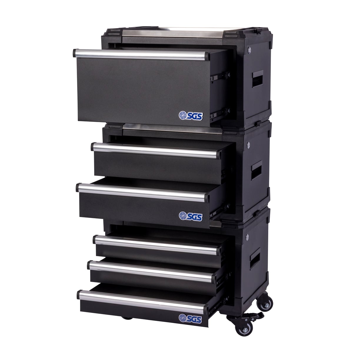 SGS Modular Rolling Tool Box and Organiser System | 3 Piece | Stackable